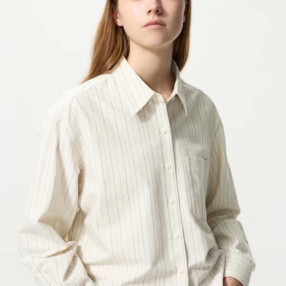 Uniqlo JW Anderson Beige Stripe Button Down Shirt size small NWT - Picture 1 of 5